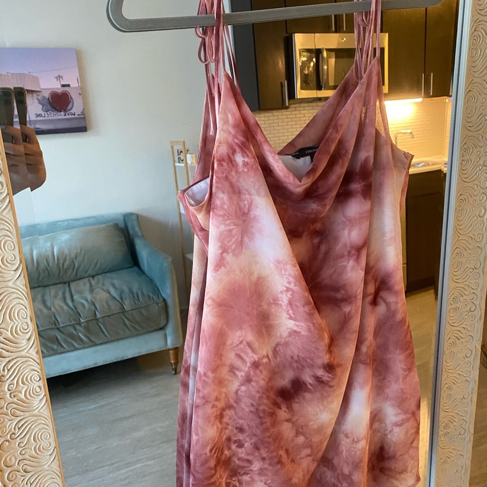 Pink and white tie dye dress